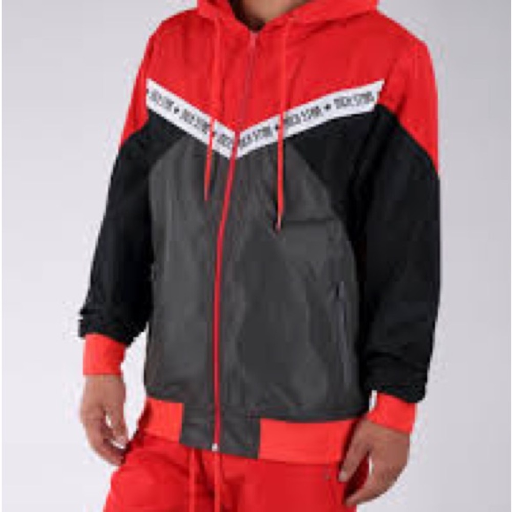Rich Star color block hooded windbreaker men size medium EUC